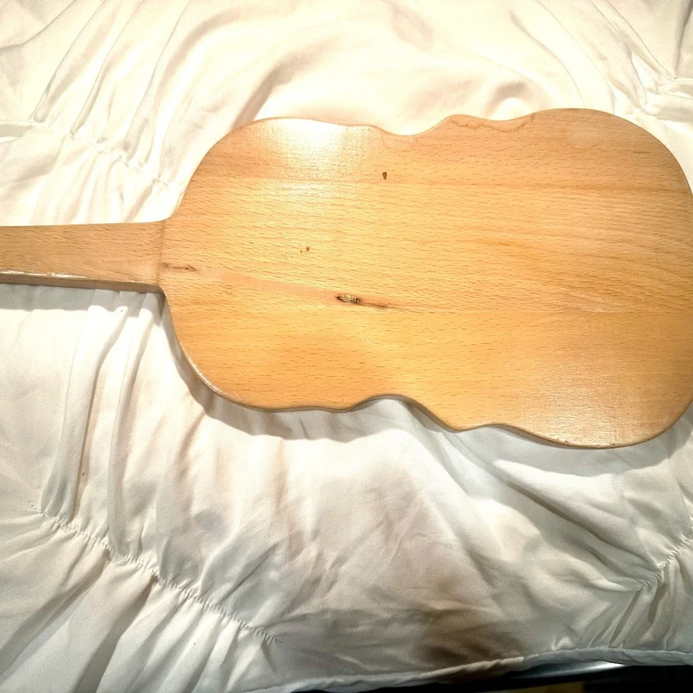 Wooden Guitar Shaped Cheese Board with Knife 6x 14 - Picture 6 of 8